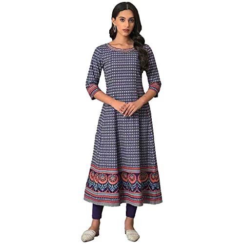 W For Woman Purple Printed Kalidar Kurta With Tights_22Auws18124-120248_S