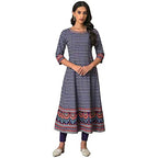 W For Woman Purple Printed Kalidar Kurta With Tights_22Auws18124-120248_S