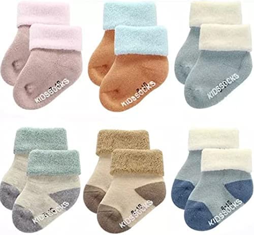 Khillayox Newborn Baby Socks Warm Woolen Ankle Length Winter Socks For Kids (06 Months) Baby Boys And Girls Pack Of 6, Assorted 0-6