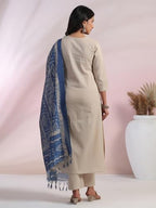 ANNI DESIGNER Womens Rayon Blend Embroidered Straight Kurta with Pant & Dupatta (Jankari Blue_XXL_Blue_XX-Large)
