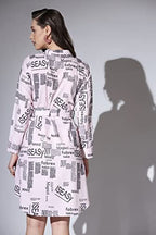 OM SAI LATEST CREATION Western Dresses for Women || Rayon Paper Printed Dress for Women || Dress with Belt, Cuff Full Sleeve & S