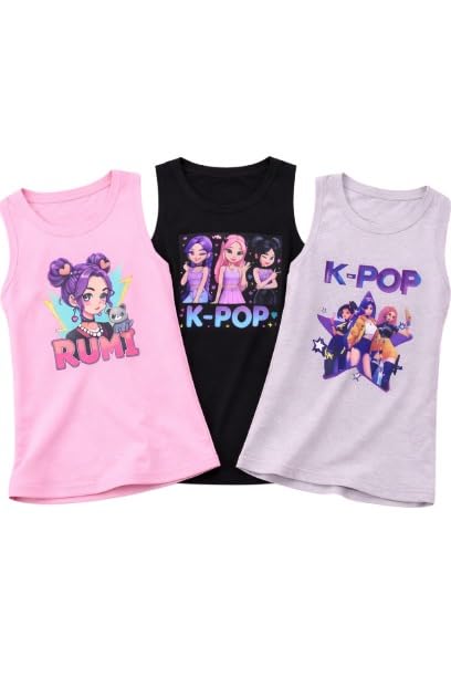 Crazyon Girls Sleeveless Graphic TShirts, Pack Of 3, Cloud, Cat, Unicorn Print, Multicolor (In, Age, 13 Years, 14 Years, Regula 13-14