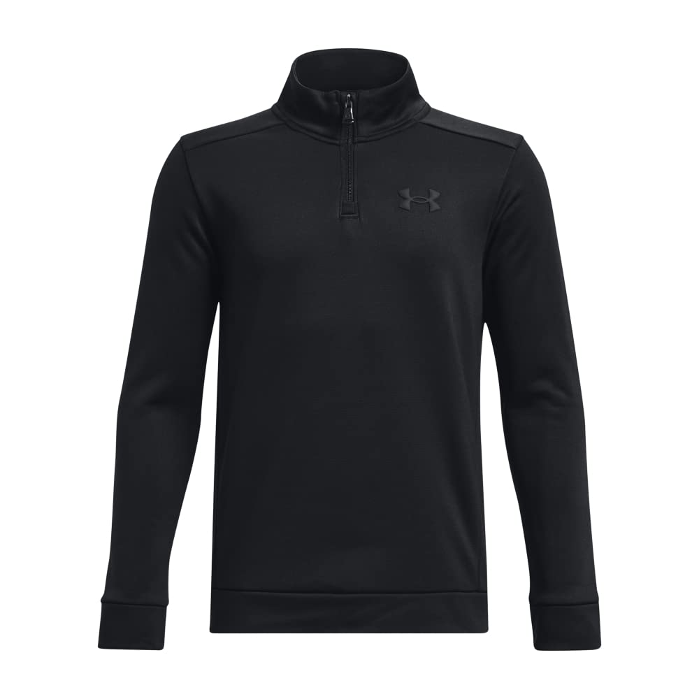 Under Armour Boys ArmourFleece 1/4 Zip, (001) Black / / Black, Youth Medium