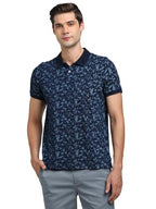 Turtle Men Knitted Slim Fit Blue Polo T-Shirt