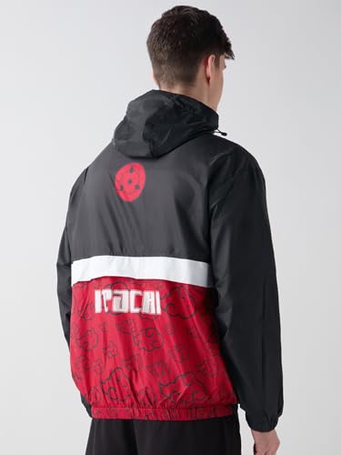 Bewakoof Air 1.0 Official Naruto Merchandise Itachi Mens Graphic Print Oversized Fit Full Sleeve Hooded Nylon Jacket_642513_Bla