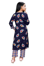 Nainvish Girl'S Cotton Blend Kurta With Pant (Kd03_Kb_Blue_4-6 Year)