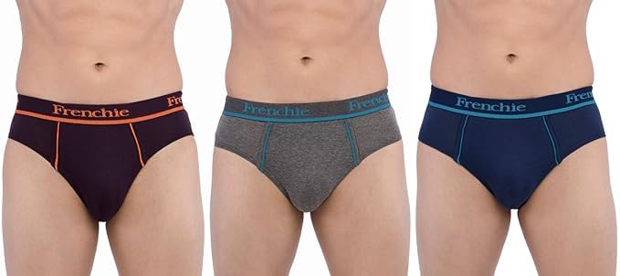 Vip Frenchie Pro Outer Elastic Cotton Briefs  Assorted Pack Of 3 (Colors May Vary) (85 Cm) 85