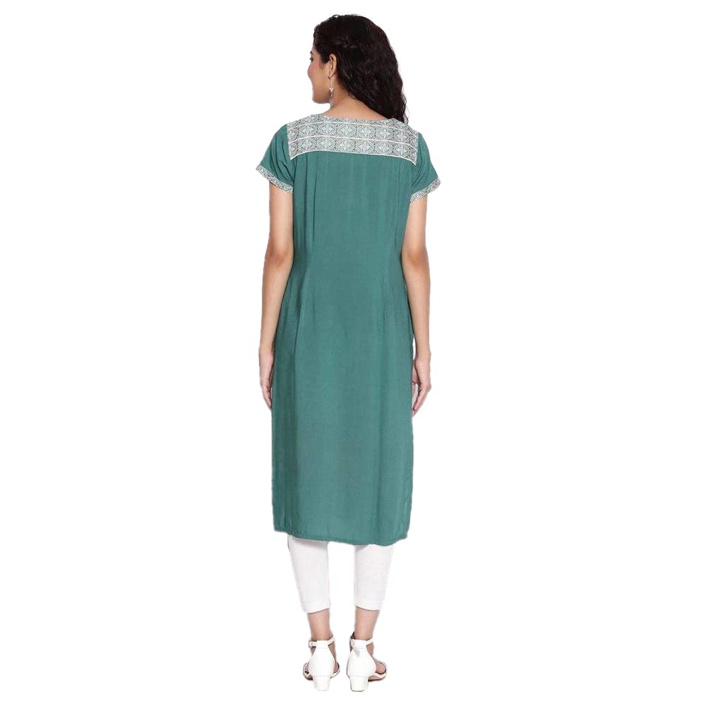 Aurelia Round Neck Cotton Womens Knee Length Kurta (S21Aua11871D-P)