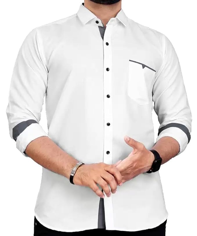 CB-COLEBROOK Mens Regular Fit Solid Soft Touch Cotton Casual Shirt with Pocket Design with Spread Collar & Full Sleeves (Availa