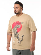 Bewakoof Heavy Duty 1.0 Mens Graphic Print Oversized Fit Half Sleeve Round Neck 60% Cotton;40% Poly Plus Size T-Shirt_637604_Br