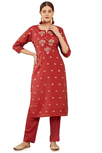 Soch Women Chanderi Embroidered Kurta Set