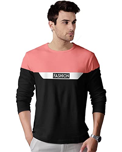 EYEBOGLER Mens Straight T-Shirt (T312_Pink XL)