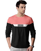 EYEBOGLER Mens Trendy Round Neck Full Sleeves Colourblocked T-Shirt