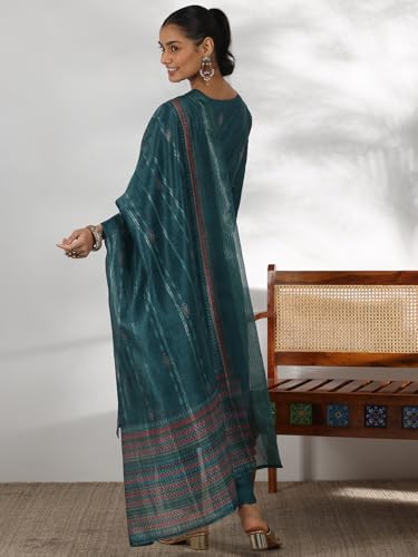 Libas WomenS Silk Blend Kurta Set (49229_Teal Green