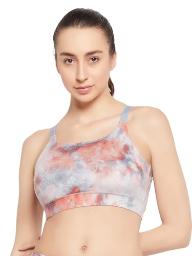 Clovia WomenS Medium Impact Padded Printed Sports Bra With Removable Cups (Brs067P05_Grey_Xxl)