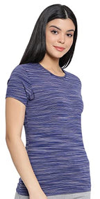 Lyra Pure Cotton Round Neck Space Dyeing T-Shirt For Women