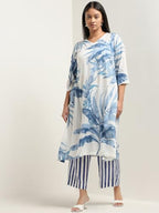 ANNI DESIGNER Women s Kurta & Palazzo Rayon Blend, Blue, XL
