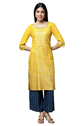 Yellow Embroiodered Festive Kurta (Size: M)-24Aua14032-506943