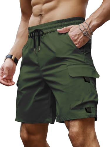 Peppyzone MenS Stylish Latest Cargo Shorts For Men Cotton Casual Shorts For Man (In, Alpha, M, Olive)