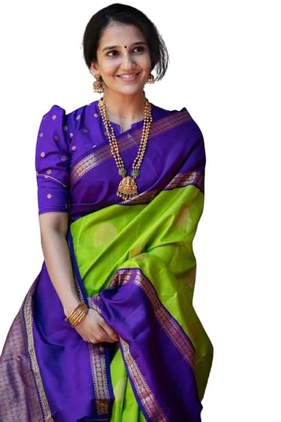 Flosive Ayn WomenS Present Banarasi Soft Lichi Silk Saree Beautiful Jacquard Rich Pallu Design Work Zari Woven Silk Style Saree