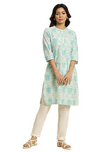 W For Woman Women'S Cotton Geometric Regular Kurta (23Austkw10466-C4551_Light Blue