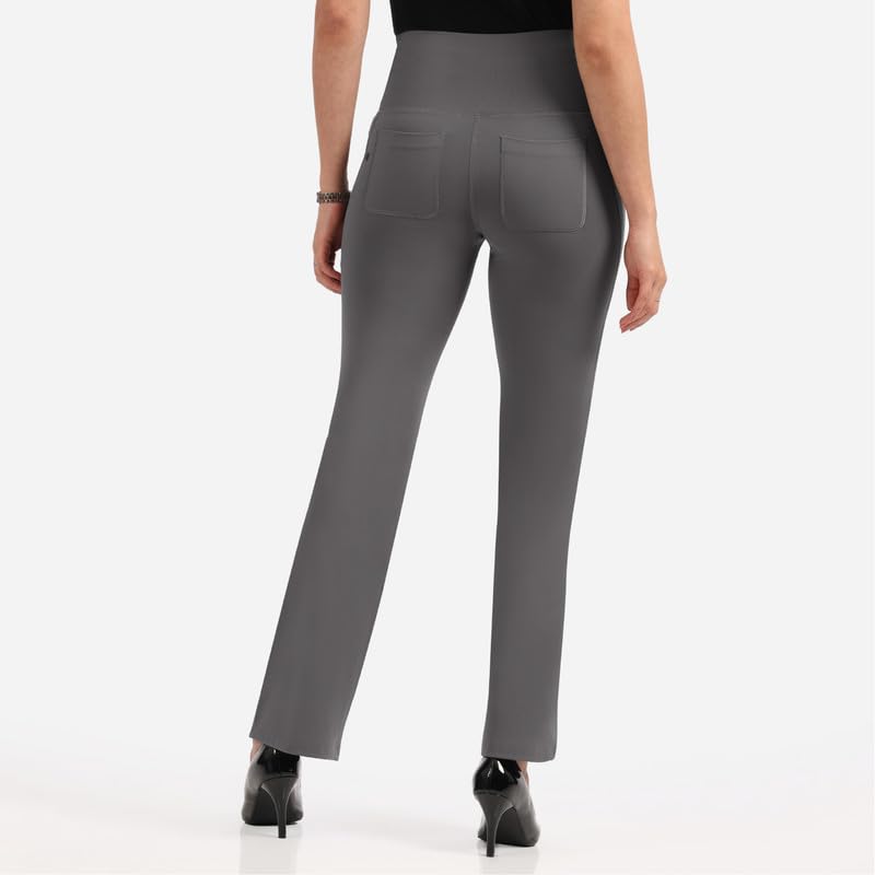 BlissClub The Ultimate Flare Pants for Women with Ribbed Waistband, Regular Fit, Ankle Length Pants for Woman with High Waist an