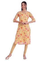 Aurelia Women'S Yellow Printed Straight Kurta (Size: L)-A15658-509051