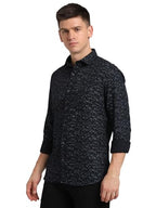 Turtle Men 100% Cotton Slim Fit Black Casual Shirt
