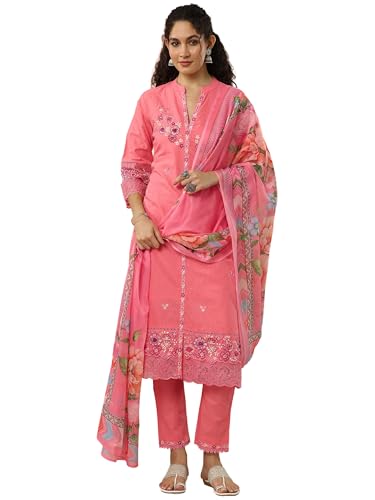 Libas Embroidered Cotton Blend A-Line Kurta Set For Women (51900Xxl)
