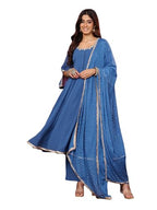Varanga Round Neck Embroidered Anarkali With Tonal Bottom And Dupatta.