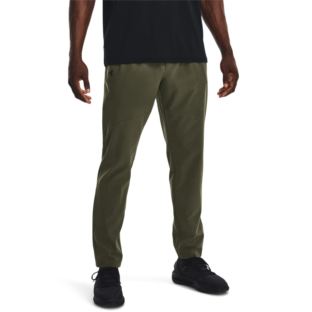 Under Armour Men's Stretch Woven Tapered Pants, (390) Marine OD Green / / Black, Small