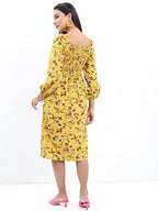 Ketch WomenS Polyester Classic Calf Length Casual Dress (Khj6000031 Yellow