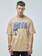 Bewakoof Official Disney Merchandise Mens Graphic Printed Oversized Fit Half Sleeve Round Neck Cotton Jersey T-Shirt_ 624571 Br