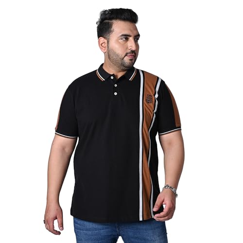 Bigbanana Plus Size MenS Regular Fit Colorblock Polo Tshirt (Mexico,Black,4Xl)