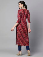 ANNI DESIGNER Womens Cotton Blend Straight Printed Kurta with Pant Set (Badiya Pink-NW_XL_Pink_X-Large)