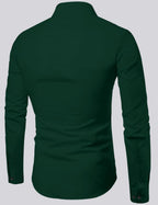 Bellstone Men Solid Cotton Full Sleeves Casual Shirt for Men Stylish Latest Dark Green