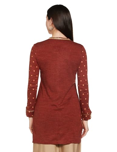 Aurelia Women Cinnabar Acrylic Floral Printed Straight Kurti