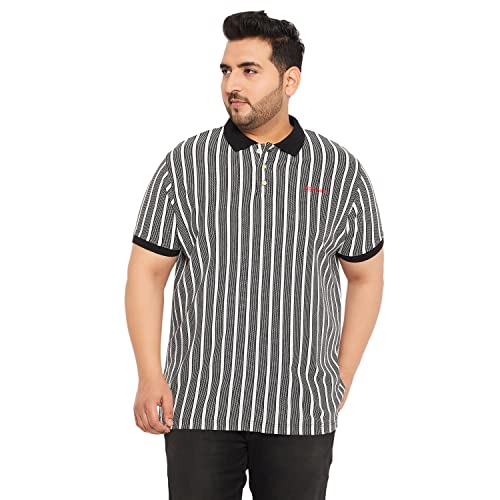 Bigbanana Plus Size MenS Regular Fit Striped Polo Tshirt (Erin,White,3Xl)