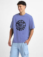 Nobero MenS Solid Oversized Fit T-Shirt (1M-Twrt-C0738_Periwinkle Blue