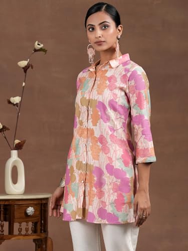 Libas WomenS Silk Blend Printed Straight Kurti (37214R_Pink