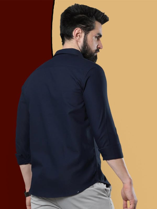 Pinkmint Combo Of Men Casual Cotton Blend Full Sleeves Formal Regular Slim Fit Plain Office Shirts