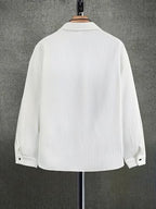 Shasmi MenS Stylish Ribbed Long Sleeve Button-Down Shirt, Breathable, Comfortable, And Versatile With Flap Pockets And Buttoned