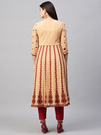 ANNI DESIGNER Womens Georgette Chikankari Embroidered Anarkali Kurti (NAAV-Beige-SM_M_Beige_Medium)