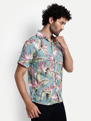 Greciilooks For Casual Stylish Printed Regular Fit | Men Formal Half Sleeve Shirt (Gl-Ms-6046_Light Green