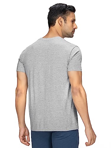 XYXX Mens Cotton Solid Regular Fit T Shirt (Xy_Cr15_Tshirt_1_Heather Grey)