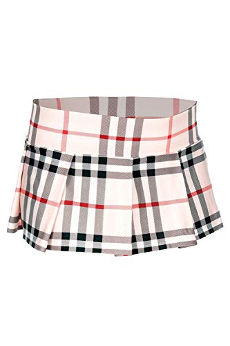 Music Legs 25074-BROWNPLDS-M Plaid Color Pleated Skirt  Brown - Small & Large