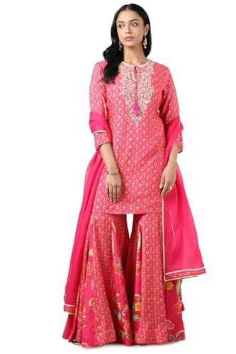 Soch Women Muslin Floral Print Suit Set with Mirror Work