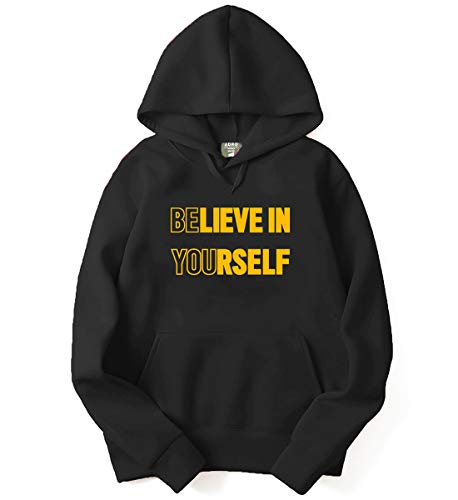 ADRO Believe in Yourself Design Printed Hoodies/Sweatshirts for Men & Women (H20-M-YOU-BL_Black_XL)