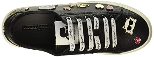 Karl Lagerfeld Paris Cate Shoes - Sneakers for Women with Iconic KLP Pins, Solid Black, 9.5