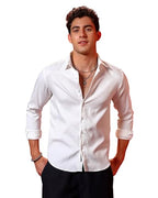 I Enterprise Mens Spread Collar Long Sleeve Multicolor Solid Regular Shirt Slim Fit Office Wear ShirtS For Men | Textured Long 